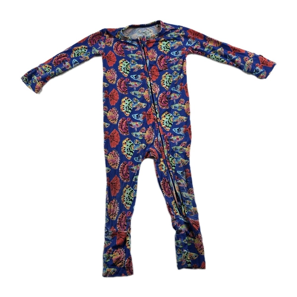 Muse Threads Bamboo Viscose Guppy Fish Zippy Pajamas Blue Size 9-12 Month